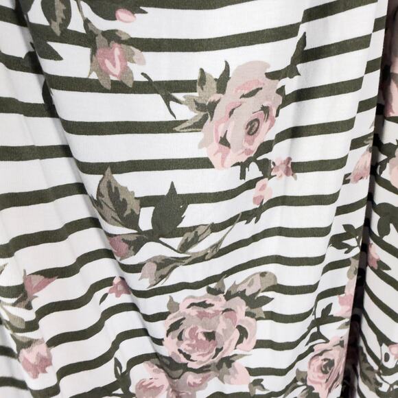 Lane Bryant Striped Floral Cold Shoulder Top Multicolor Casual Blouse Size 22/24 - Picture 3 of 9